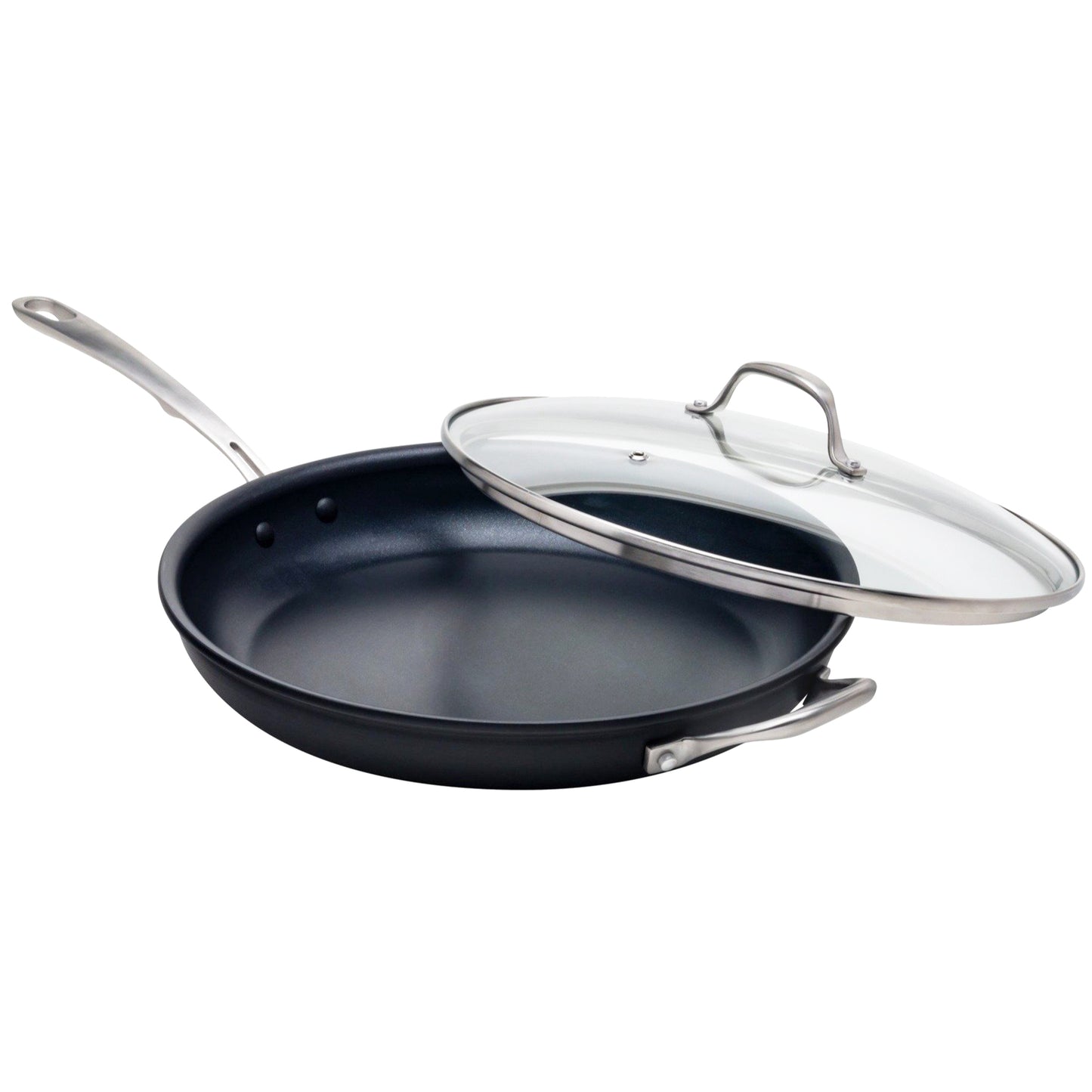 HLAFRG Nonstick Pan 12 inch Frying Pan with Lid, Skillet Nonstick with Lid, Black Marble Aluminium Cookware, Non Toxic APEO & PFOA Free,with