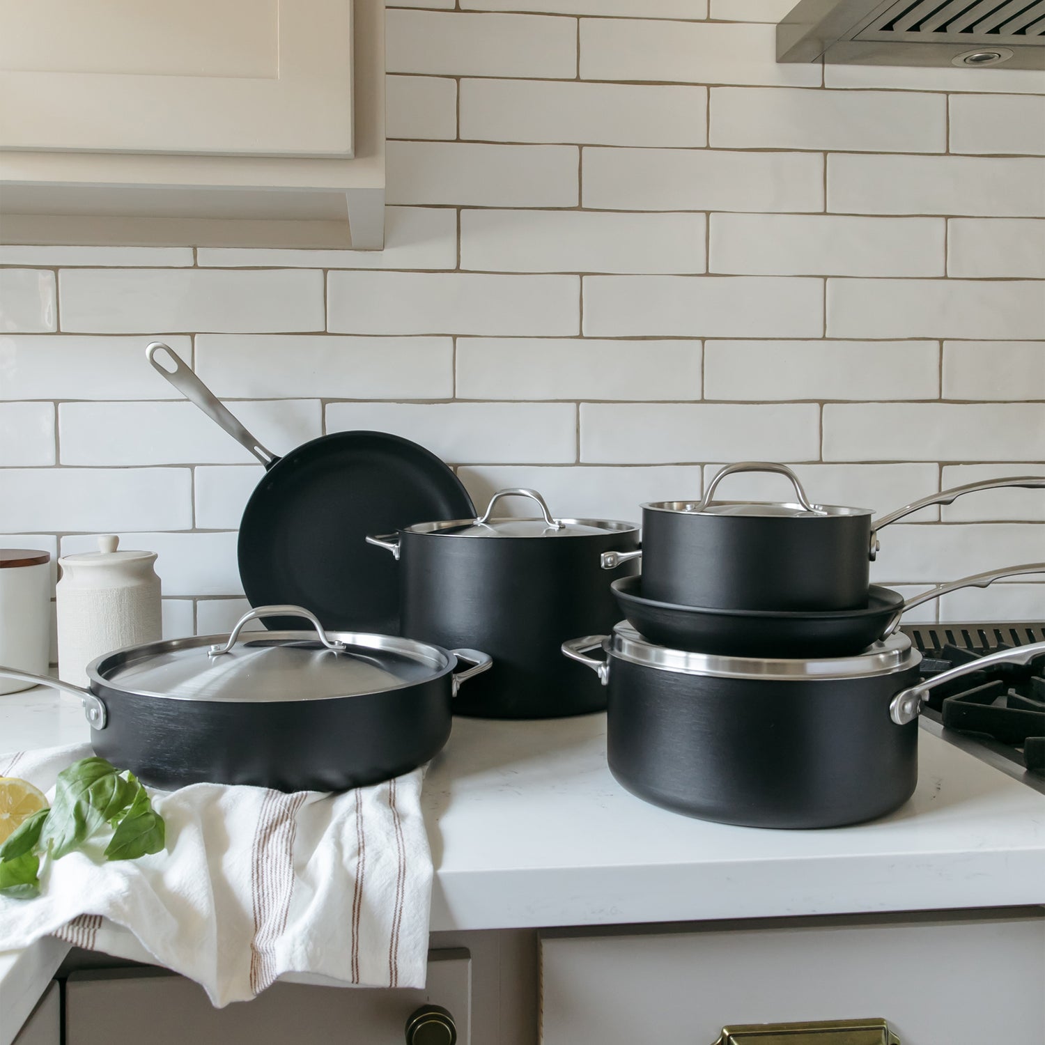 cohafa pots and pans sets, nonstick cookware set, induction pan set,  chemical-free kitchen sets, saucepan, frying pan, black,5 piece