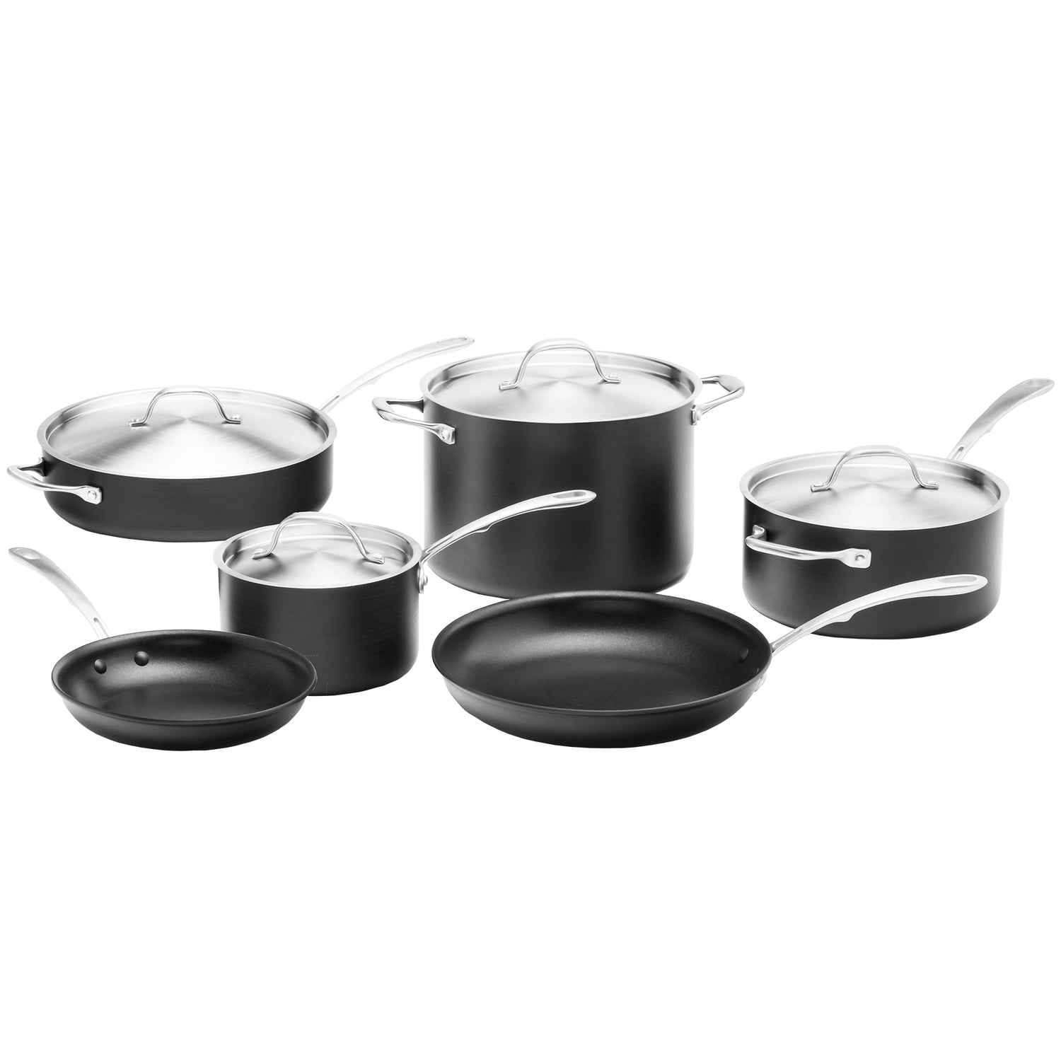cohafa pots and pans sets, nonstick cookware set, induction pan set,  chemical-free kitchen sets, saucepan, frying pan, black,5 piece